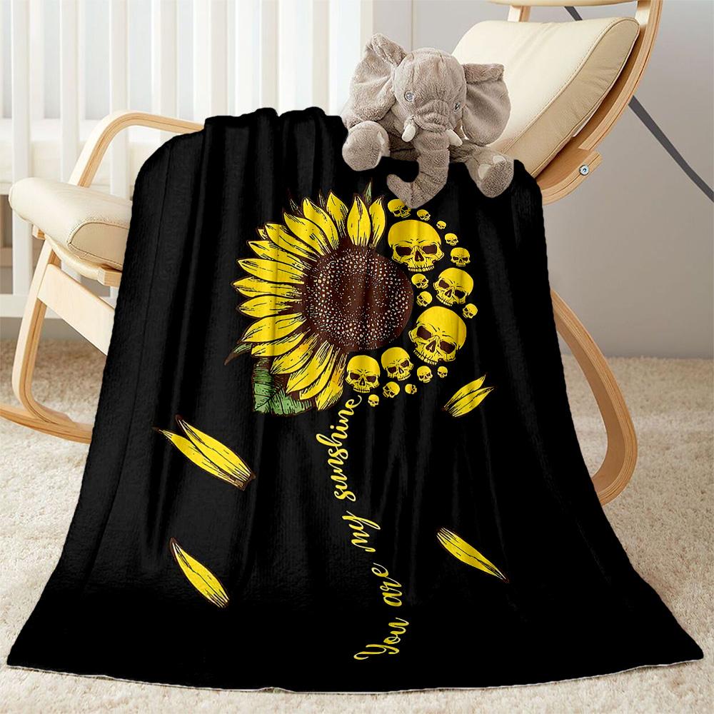1pc Sunflower Initial blanket Soft and Warm for Sofa Office Camping Travel Livingroom Great Gift for Friends and Family Comfortable