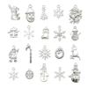 20-Piece Christmas Themed Bracelets: Silver Snowman, Santa Claus, Snowflake Pendants & Beads