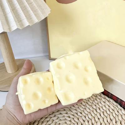Желтая Сжимаемая Игрушка-Сыр Молочный Вкус Гелевая Начинка Снятие Стресса Блок Сыра Игрушка-Антистресс Расслабление Мячик-Антистресс Имитация Кубика Сыра Сенсорная Игрушка