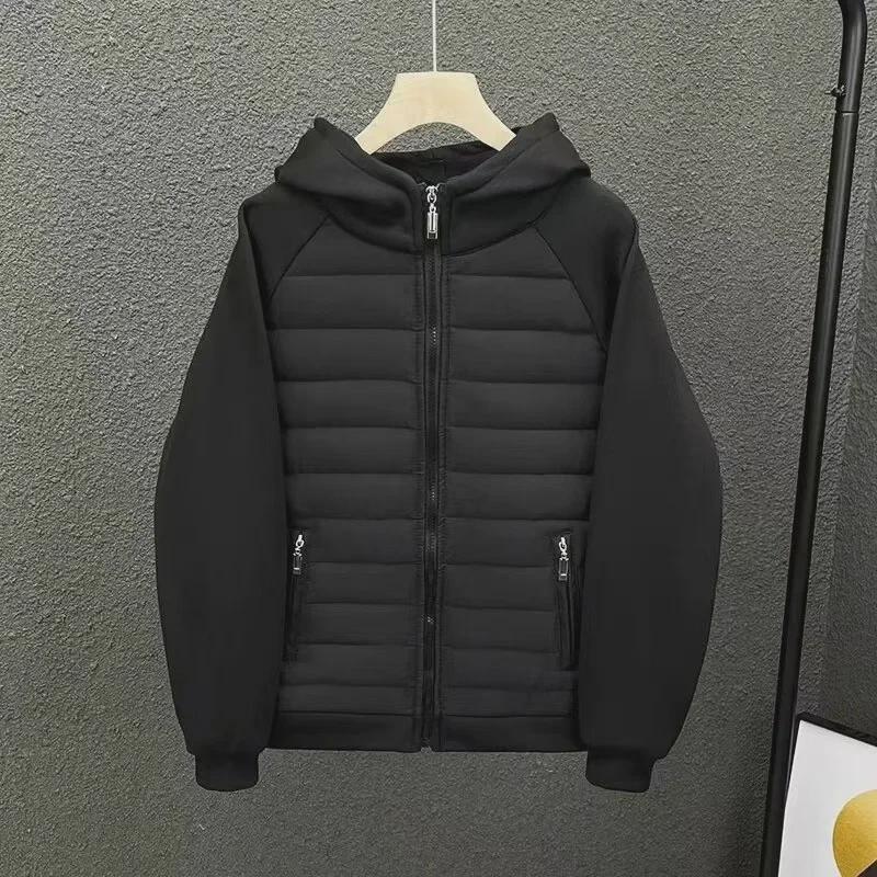 "Men's Loose Casual Winter Hooded Cotton Coat - Versatile Solid Color"