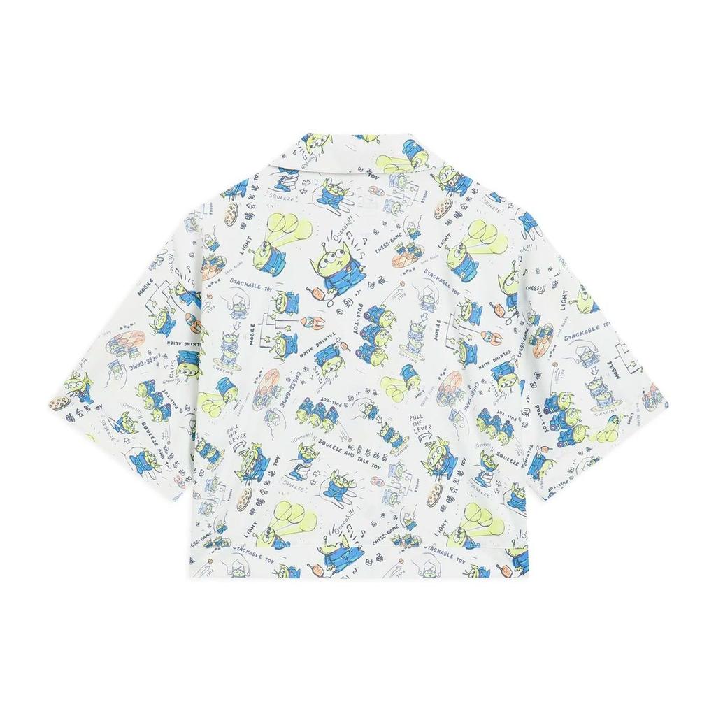 Li Ning X Disney Cartoon All Over Print Свободная повседневная рубашка с коротким рукавом Женские рубашки ASHS450-3