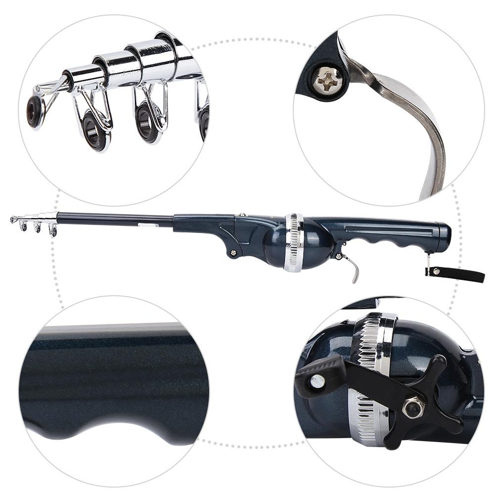 Telescopic Fishing Rod Reel Combo, Portable Casting Lure Tackle, Foldable Ergonomic Grip for Travel Fishing