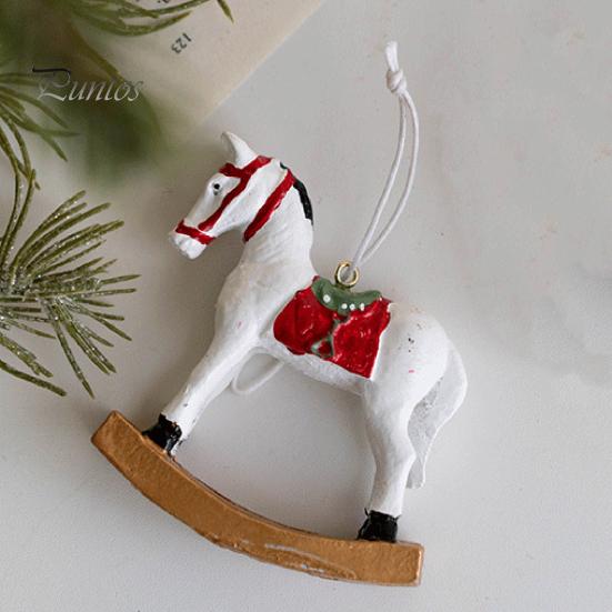 Рождественский кулон в стиле ретро, ​​милый цветной 3D мультяшный лошадка-качалка, подвесное украшение из смолы для рождественской елки, рождественское украшение для дома и праздника