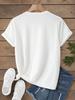 Floral‑Vibe Women Short‑Sleeve T‑Shirt Crew Neck Floral Blossom Pattern Print White Summer Daily Wear Tops
