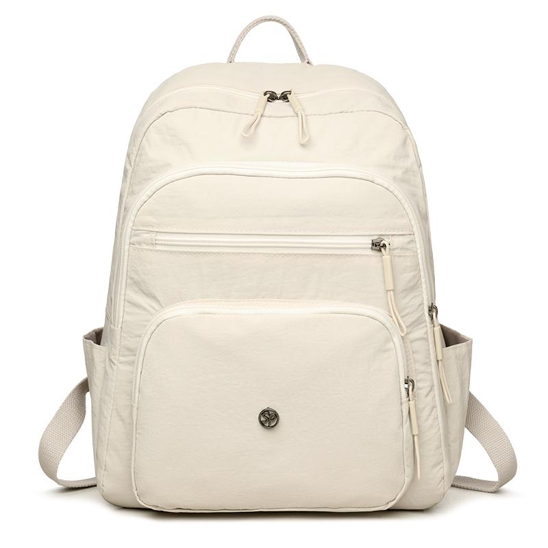 Однотонный рюкзак женский многослойный карман водоотталкивающий нейлоновый рюкзак