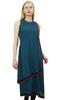 Women's Teal Blue Indian Kurta Draped Kurti Long Tunic Casual