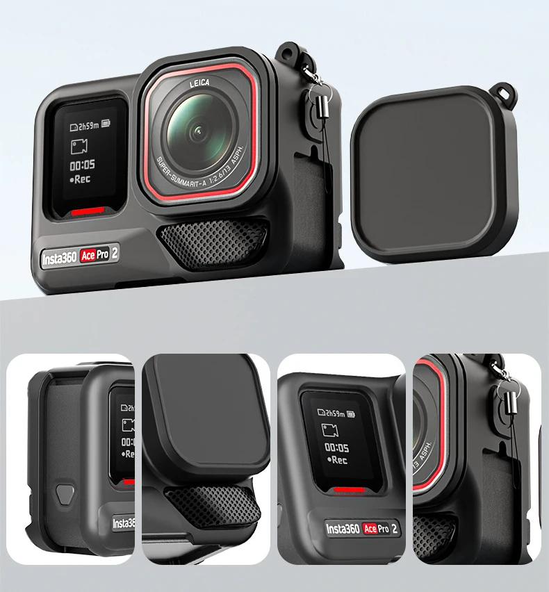 For Insta 360 Ace Pro 2 Accessories Rubber Case Silicone Silica Gel Cover Lens Cap Shell Protector Soft Insta360 Ace-Pro 2