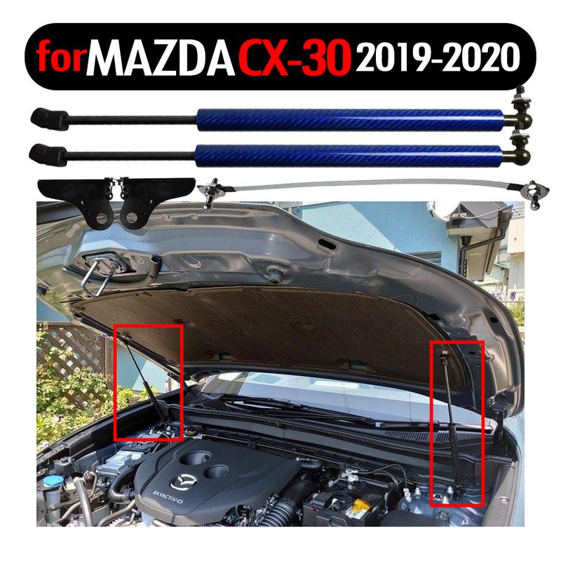 for Mazda CX-30 CX30 - Front Hood Bonnet Modify Gas Struts Bars Shock Carbon Fiber Spring Damper Lift Supports Absorber