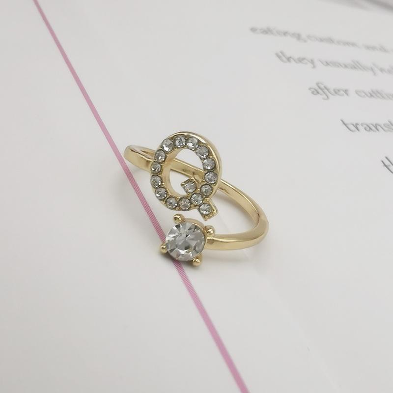 Женское регулируемое повседневное кольцо с буквой AZ, инициалом имени, модное, со стразами, для пары, элегантное, новое, складывающееся кольцо