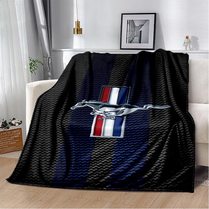 3D Mustang Racing Car Sign GTR Soft Plush Blanket,Flannel Blanket Throw Blanket for Living Room Bedroom Bed Sofa Cover Gift