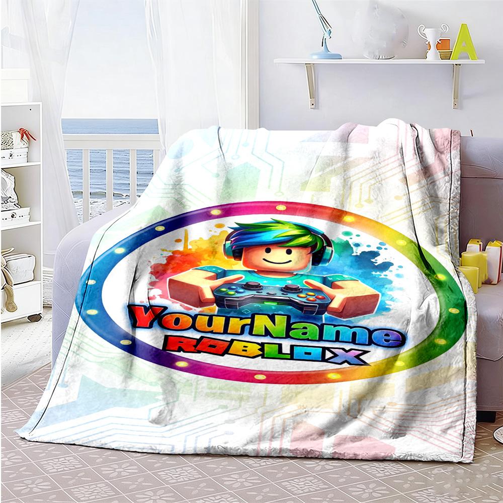 Roblox 220 Customize Text Blanket Gift Personalized Blanket Soft Warm Cozy Throw For Office Chair Nap Office Living Room Four Seasons Universal