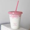 Kawaii стакан для воды с крышкой и соломинкой для кофе, сока, молока, чая, симпатичная пластиковая бутылка для воды, портативная многоразовая бутылка для питья, не содержит BPA
