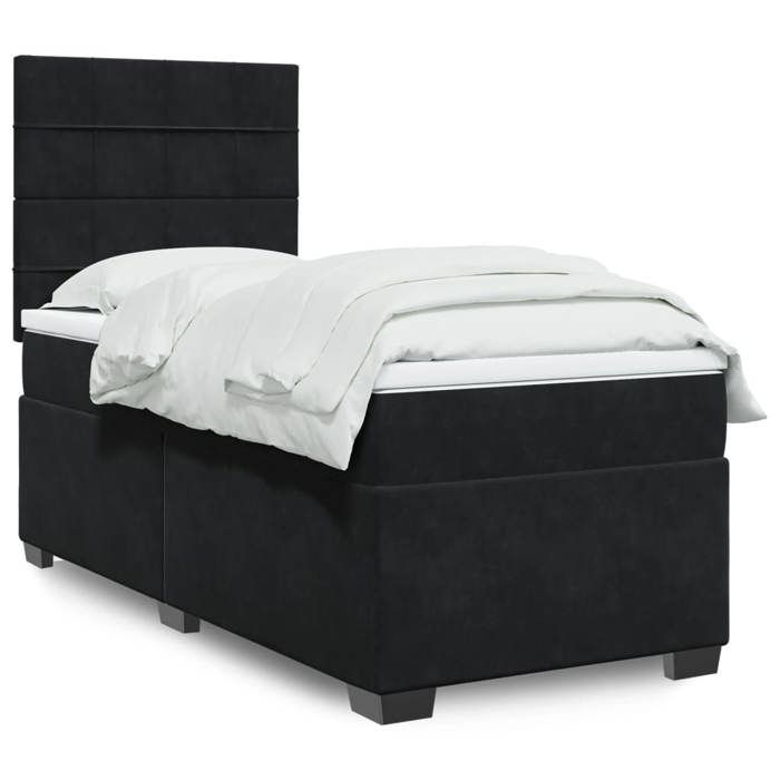 Maison Exclusive - Sommier à lattes de lit avec matelas Noir 90x200 cm Velours