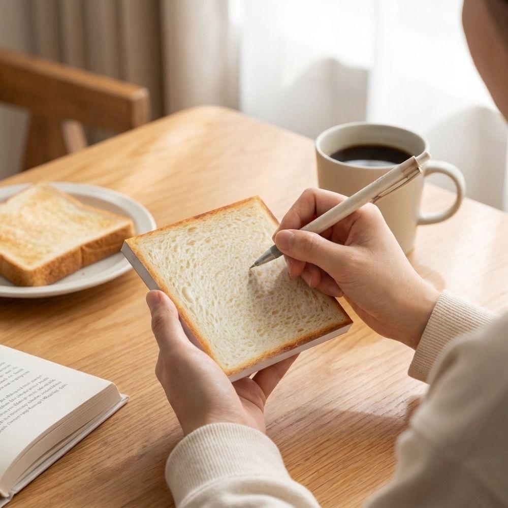 50 Sheets Bread Sticky Notes Removable Adhesive Food Theme Memo Pads Toast Sticky Notes Office Use
