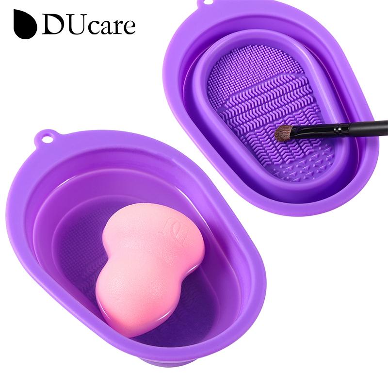 DUcare 1 шт., складная миска для чистки кистей для макияжа, портативная миска для мытья, пуховка для красоты, силиконовый скраб, коврик для чистки
