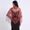 Butterfly Lace Hollow Scarf Polyester Mesh Scarves Elegant Tassel Triangle Shawl  Church
