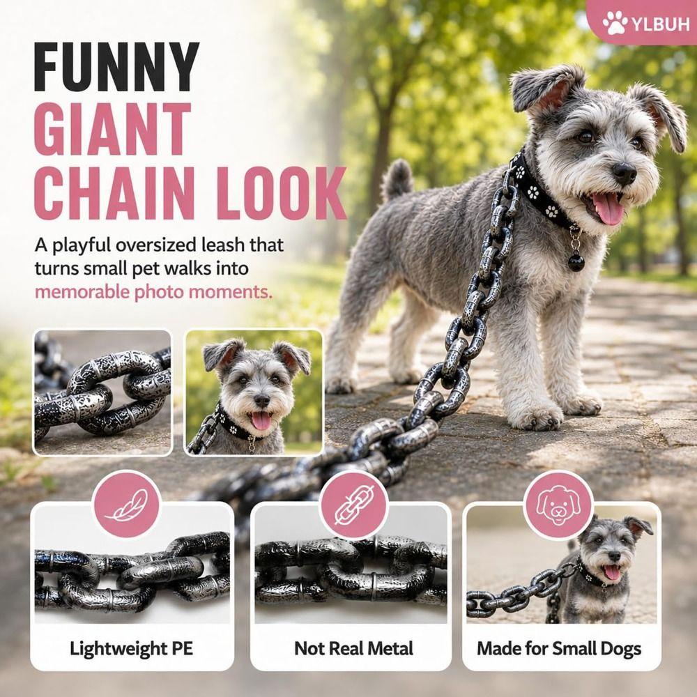 Lightweight Fake Chain Leash Funny Photo Prop Leash Novelty Dog Leash Prop  Puppy Walking