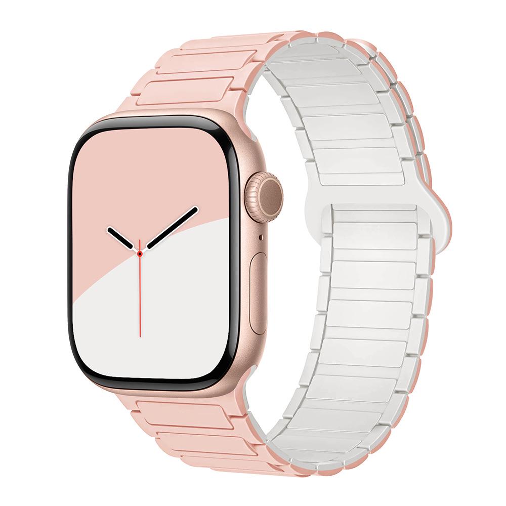 Совместимый силиконовый ремешок с магнитной застежкой для Apple Watch Серии 1-11, Ultra 3, SE 3, стиль «Три звена»
