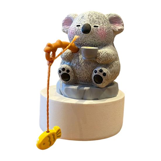 Fishing Animals Figurine Resin Panda Groundhog Capybara Statue Angler Animal Series Ornament