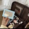 Polka Dot Portable Toiletry Pouch PU Leather Travel Wash Pack  Grooming Storage
