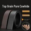 Men's 3.5" Wide Retro Cowhide Leather Belt, Automatic Buckle, Buckle-Free Option