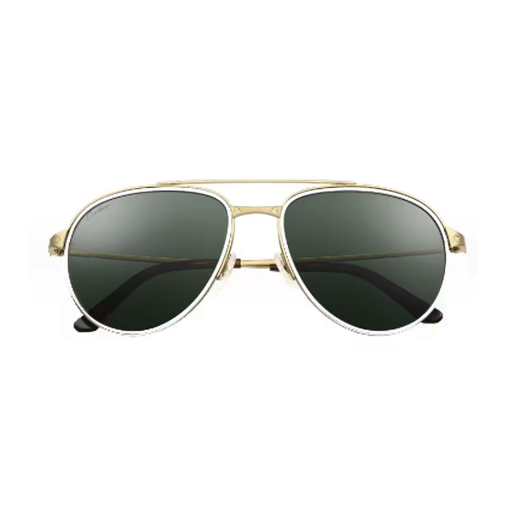 Cartier Anti-Wind Thin Leg Pilot Style Sunglasses Unisex sunglasses Gold ESW00573