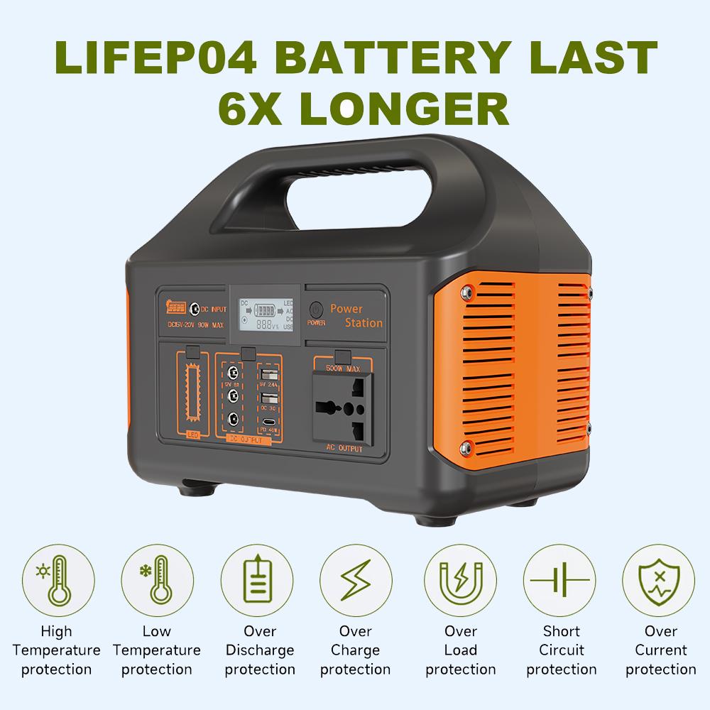 Gaiaray 500W 300W Portable Power Station Solar Generator LiFePO4 Charging Station Emergency Power Plant UPS for Outdoor Camping