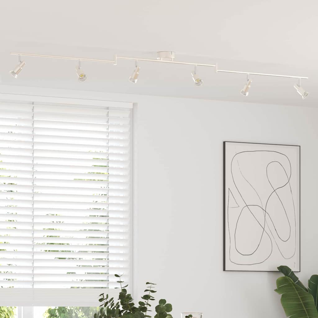 Ceiling Spotlight with Adjustable Spotlights Nickel Finish 176.5 x 9.5 x 14 cm Steel