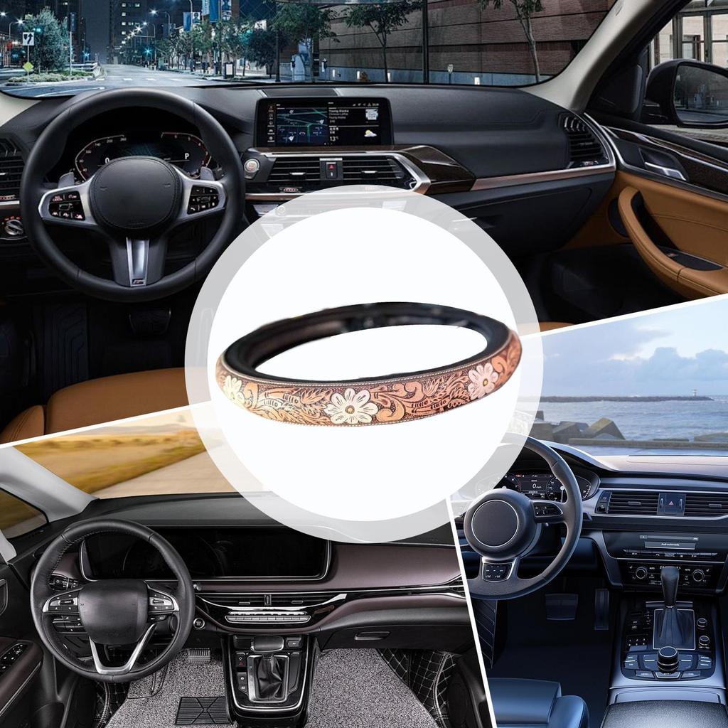 Чехол на руль Ковбойский декор Для интерьера грузовика Износостойкий Дышащий Чехол на руль Для автомобиля Грузовика Внедорожника Седана Минивэна