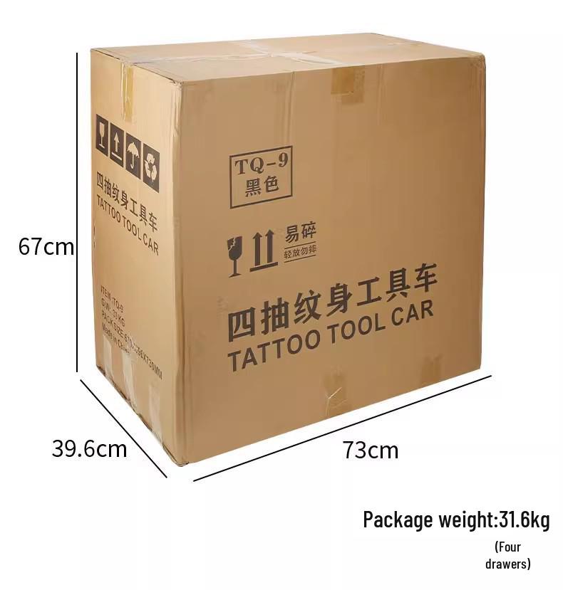 Тележка для тату-инструментов с ящиком – Портативная передвижная рабочая станция (обновленная версия)