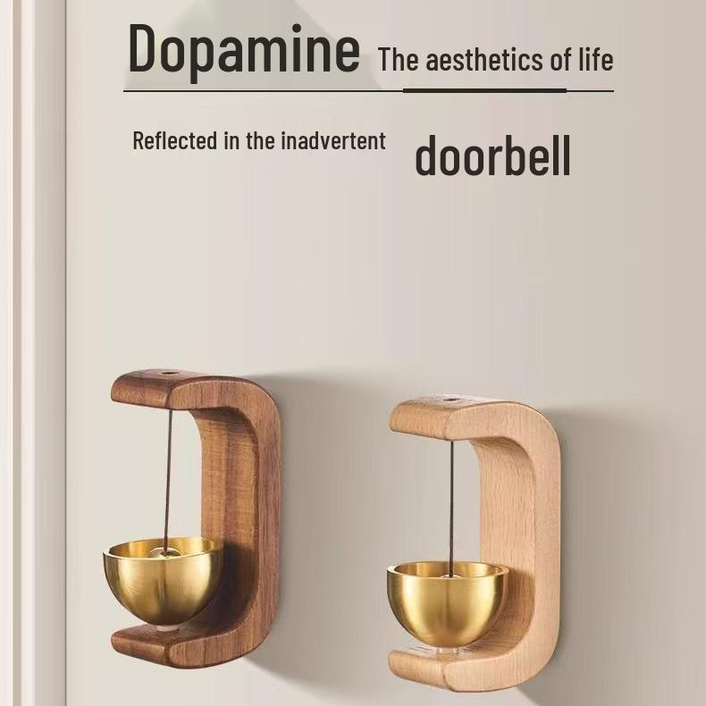 Магнитный деревянный дверной звонок в стиле дофамин: Вдохновленная китайской культурой подвеска-колокольчик для входов в магазины