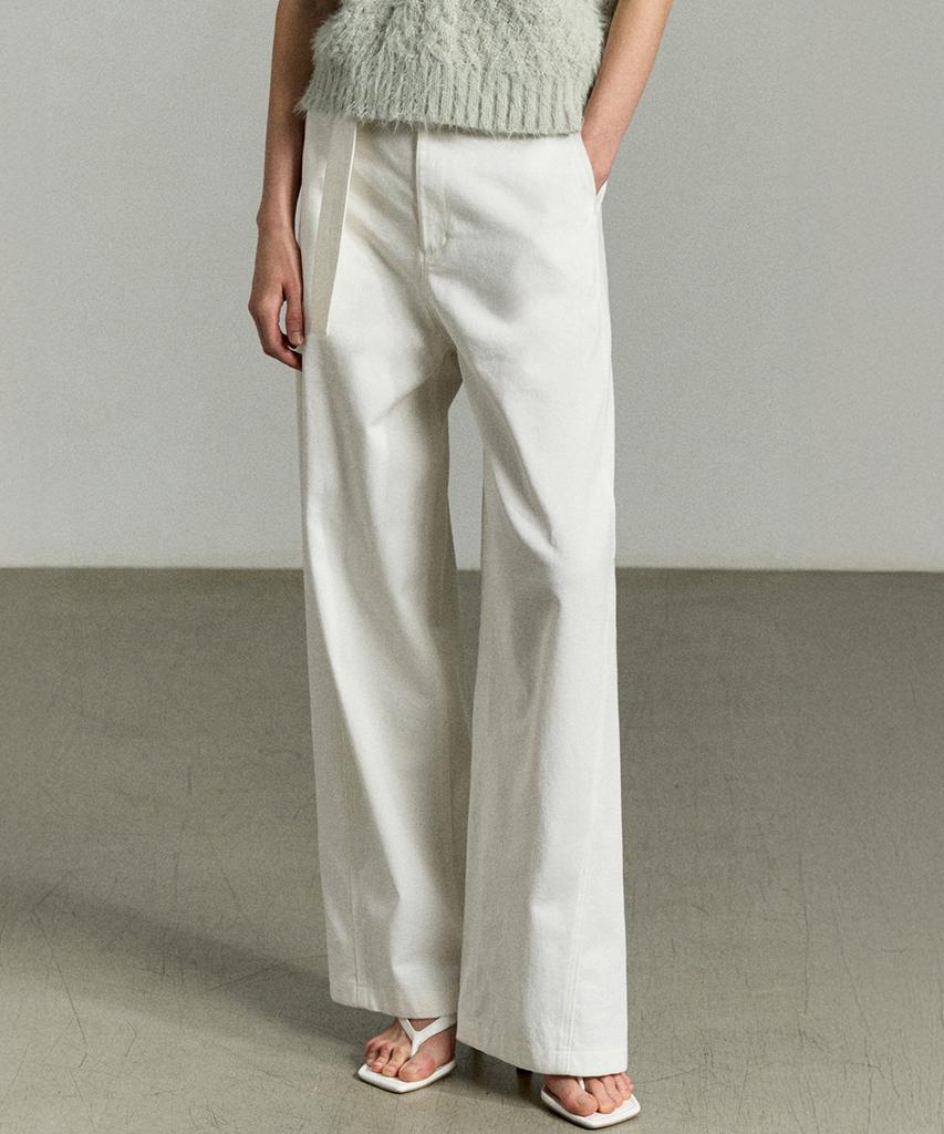 RE RHEE Belted Straight Leg Trouser Ivory