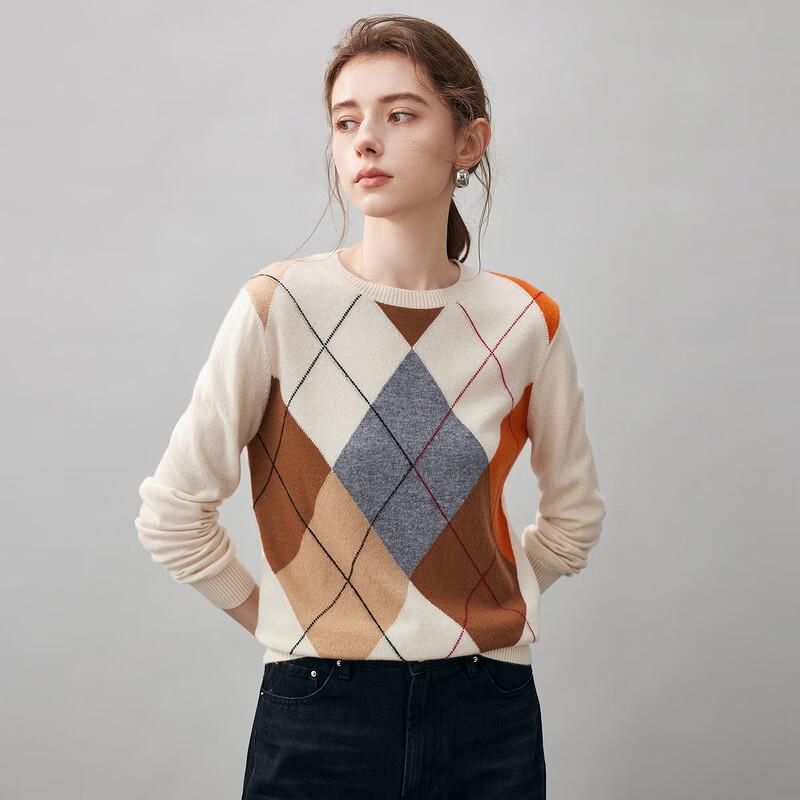 Женский свитер Komongboka из 100% кашемира с круглым вырезом и узором аргайл