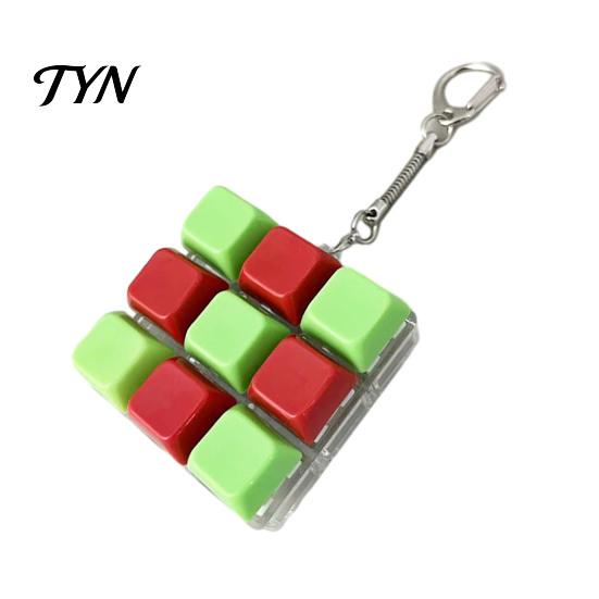 Handheld Stress Reliever 9-Keys Keyboard Fidget Toy, LED Light-up Keychain Clicky Mechanical Switch Toy for Relief, 9-In-1 Backpack Charm