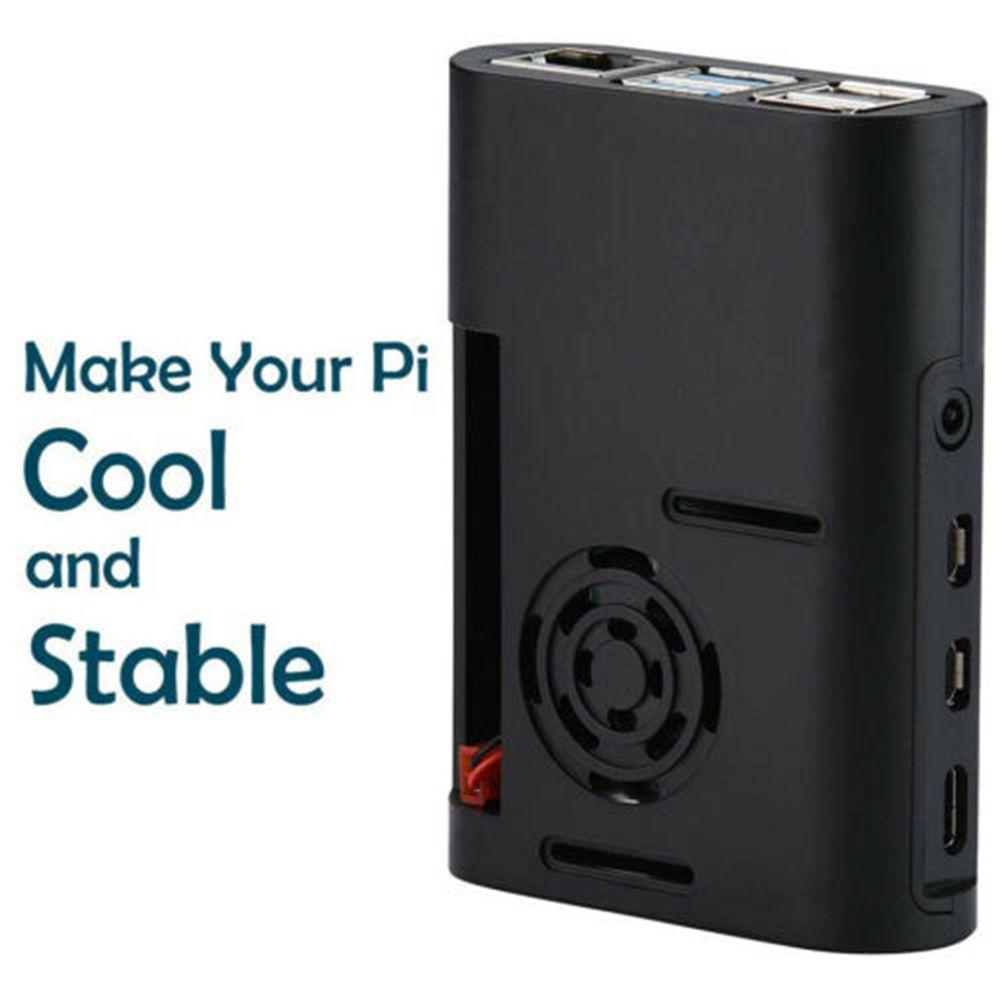 Durable for Raspberry Pi 4 Model B, Pi 4B, Pi 4 Heatsink Black Shell Case with Cooling Fan Cover
