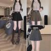 Women's High-Waist Brown Wool Pleated Shorts, Wide-Leg Casual Skirt Pants for Autumn/Winter 2024.
