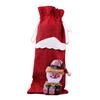 Christmas Burlap Wine Bags Cute Santa Claus Snowman Reindeer Design Reusable Wine Bottle Cover with Drawstring for Dinner Table Decor