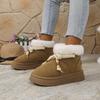 Women's Thick Bottom Furrry Snow Boots Winter 2025 Lacu Up Bowknot Fur Ankle Boots Warm Short Plush Designer Shoes for Woman