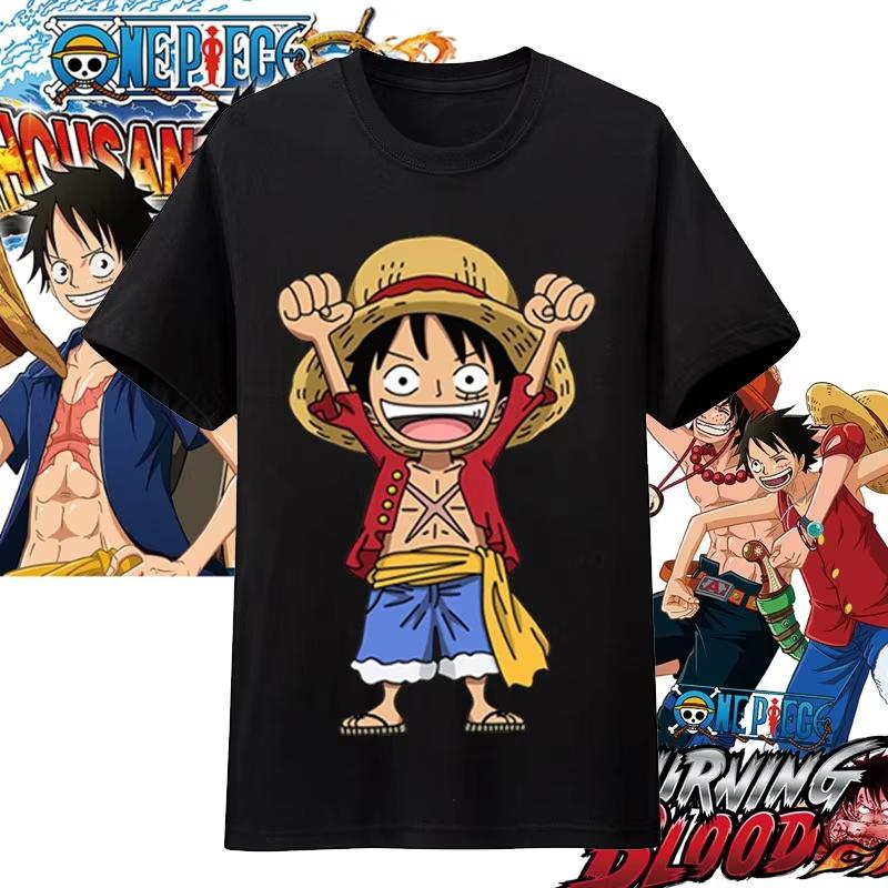 Хлопковая футболка оверсайз с принтом персонажей аниме One Piece для мужчин и женщин, удобная, в стиле Y2K, детская одежда, летняя футболка