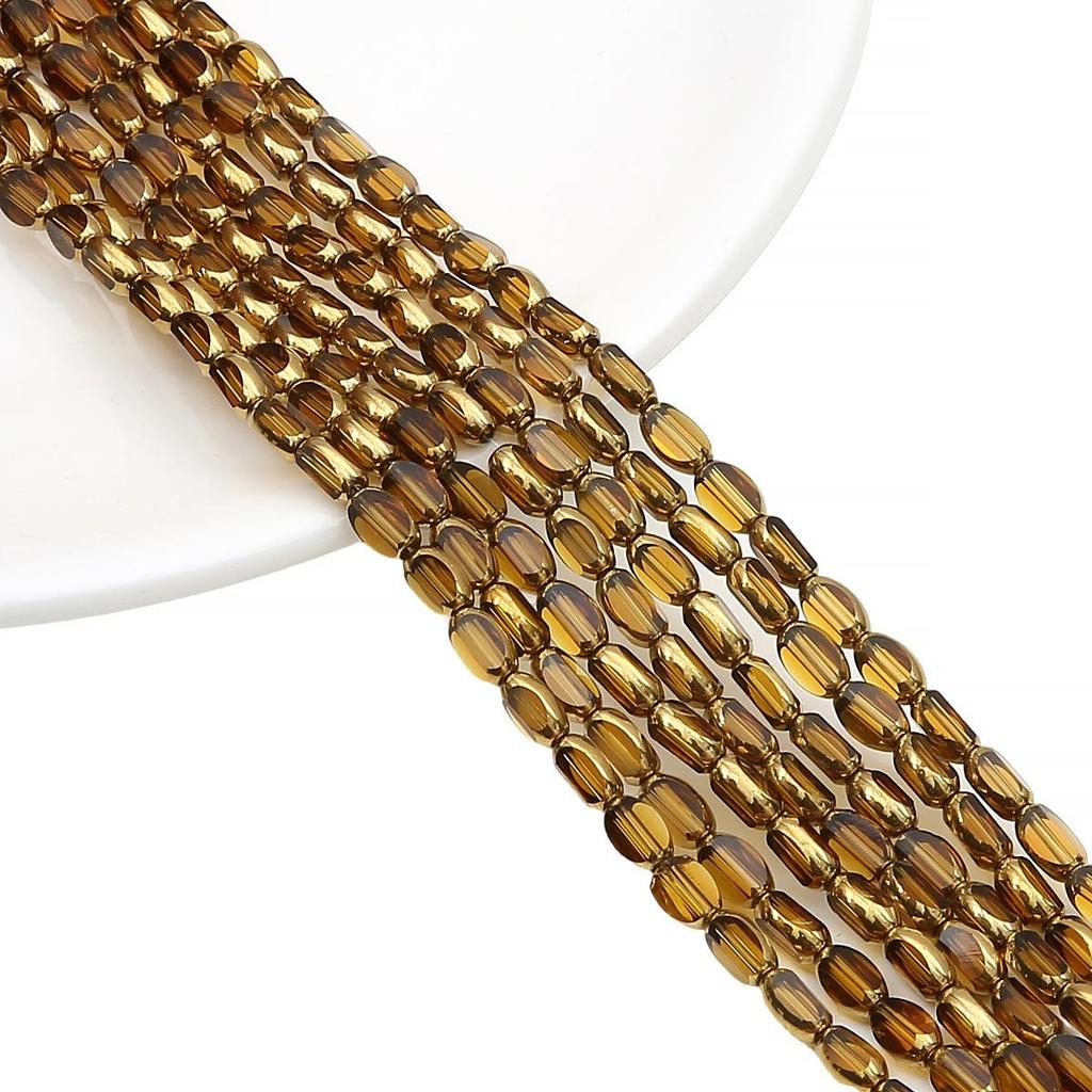 Овальные ограненные стеклянные кристаллы с золотистой окантовкой, в форме рисовых зерен, для изготовления украшений