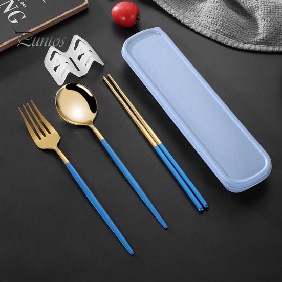Набор столовых приборов в корейском стиле, пыленепроницаемые палочки для еды из нержавеющей стали, вилка, ложка, обеденный набор для ежедневного использования