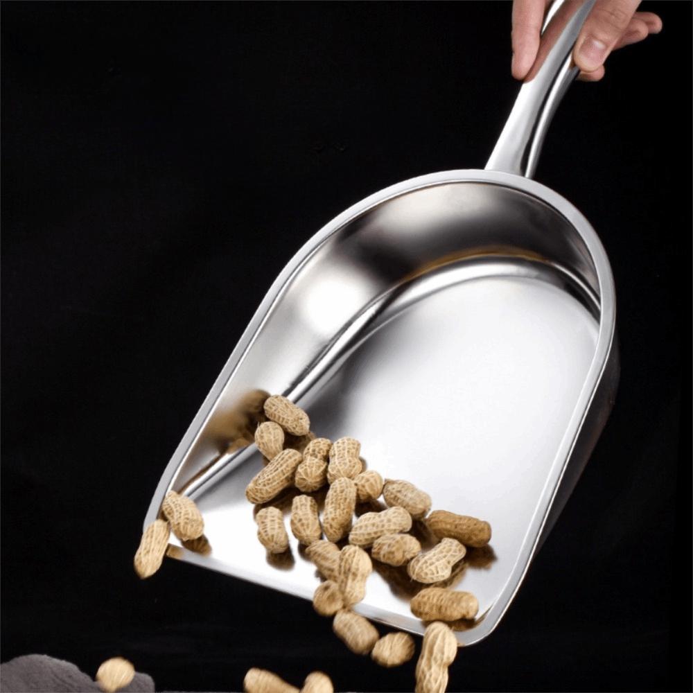 Large Capacity Flour Scoop Wide Opening Food Shovel Stainless Steel Ice Cube Shovel Popcorn