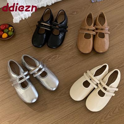 Мода Мода Застежка-липучка Женские Мэри Джейн Балетки Мягкая Женская Обувь Круглый Носок Неглубокие Женские Балетки Обувь Слипоны