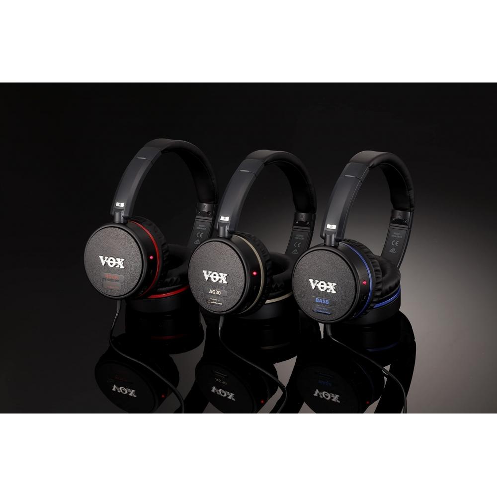 Наушники со встроенным басовым усилителем VOX. Подключаются напрямую к бас-гитаре VGH-BASS. Идеально подходят для личных тренировок. Управляйте звуком со встроенным компрессором.