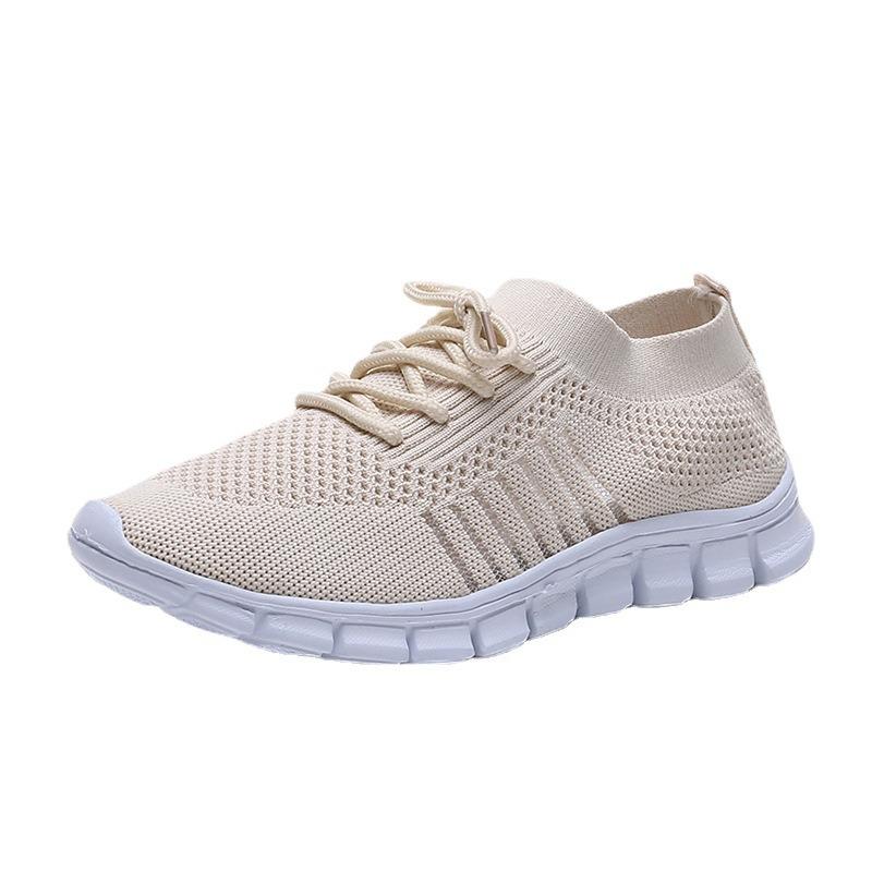 Spring and summer fly-woven mesh women's shoes breathable sports shoes deep-mouth lace-up muffin bottom casual running women's shoes