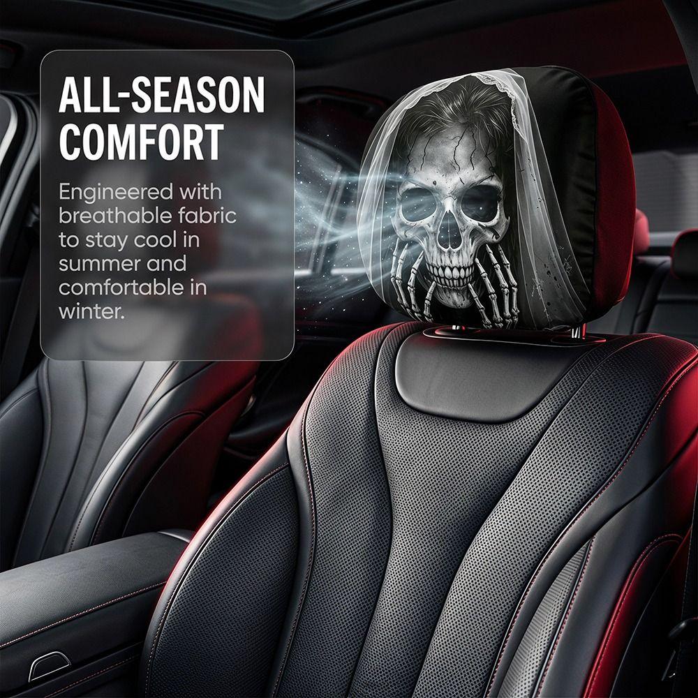 2Pcs Halloween Accessories Car Headrest Covers Ghost Neck Pillowcase Car Interior