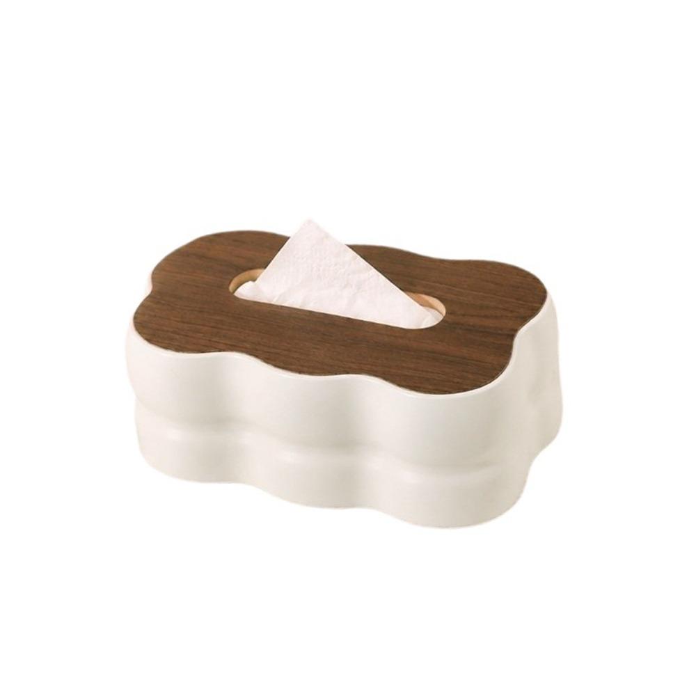 Removable Wood Lid Napkin Holder Large Capacity Desktop Tissue Box Cloud Shape Tissue Box Desktop