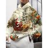 Men's Plus Size Christmas Hoodie - Santa Claus and Reindeer Print Sportswear Party, Family Gathering Holiday Pullover