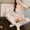 Цветочная кроличья мультяшная пижама Женский летний комплект из трех предметов из облачного хлопка Милая высококачественная одежда для дома