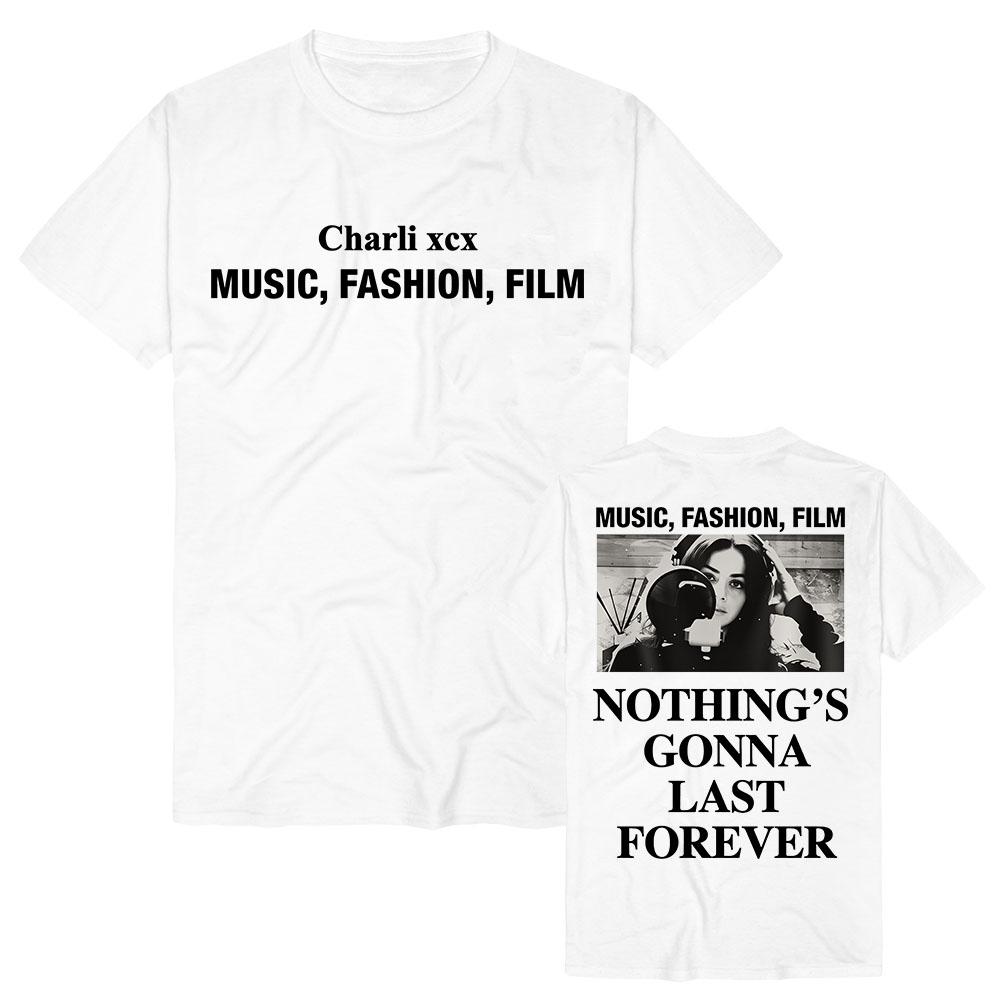 Charli XCX Музыка Мода Фильм Футболки Унисекс Двусторонняя Футболка с Графическим Принтом в виде Букв Круглый Вырез Короткий Рукав Винтажная Ретро Одежда